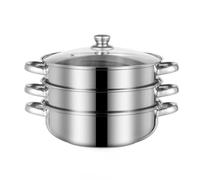 Steamer for Cooking, 18/8 Stainless Steel Steamer Pots Food Steamer 30 cm Steam Pots with Lid 3-tier for Cooking Vegetables, Seafood, Soups, Stews and Pasta