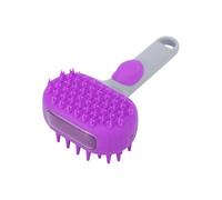 Steaming Cat Brush, Dog Bath Grooming Tool, Double side Undercoat Rake, Knot-Resistant Deep Cleaner, Gentle Bristle Design, Gris y White, for Short Hair Puppies, Medium Breeds