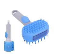 Steaming Cat Brush, Dog Bath Grooming Tool, Double side Undercoat Rake, Knot-Resistant Deep Cleaner, Gentle Bristle Design, Gris y White, for Short Hair Puppies, Medium Breeds