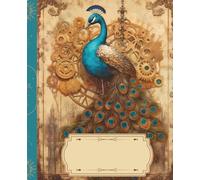 Steampunk Animal Composition Notebook 7.5" x 9.25": 150 Wide Ruled Pages |: VintageMechanical Wildlife with mystical peacock on the Cover | Writing Journal for School, College, Work & Creative Minds