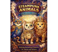 Steampunk Animals Coloring Book: Relaxing Mechanical Creatures for Adults and Seniors