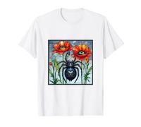 Steampunk araña vidrieras Amapolas Ojo Arte Arachnid Bug Camiseta gráfica económica, Hombre, Blanco, L