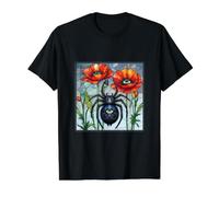 Steampunk araña vidrieras Amapolas Ojo Arte Arachnid Bug Camiseta gráfica económica, Hombre, Negro, L