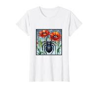 Steampunk araña vidrieras Amapolas Ojo Arte Arachnid Bug Camiseta gráfica económica, Mujer, Blanco, L