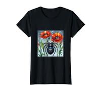 Steampunk araña vidrieras Amapolas Ojo Arte Arachnid Bug Camiseta gráfica económica, Mujer, Negro, L