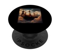 Steampunk Barco Pirata En Las Nubes Pintura Digital PopSockets PopGrip Adhesivo