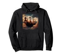 Steampunk Barco Pirata En Las Nubes Pintura Digital Sudadera con Capucha