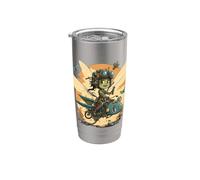 Steampunk Battle Fairy Riding a Dragonfly Vaso térmico de acero inoxidable de doble pared