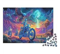 Steampunk Bike 1000 Piece Jigsaw Puzzle for Men Biker on Glowing Motorcycle Educational Decompression Game | Great Gift 52x38cm/1000pcs