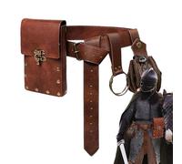 Steampunk - Bolsa para la cintura - Retro - Bolsa de piel gótica, bolsa renacentista, diseño de cadena ajustable, suficiente capacidad, elegante accesorio de moda vintage, cosplay, marrón, ver