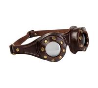 Steampunk-Brille Vintage Design mit verstellbarem Kopfband für Kostüm & Deko, Pilotenbrille Retro Look aus PU Material, Retro Sonnenbrille Accessoire für Festival, Party oder Hutkrempe