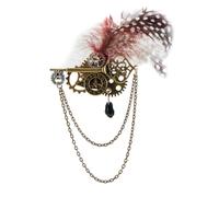 Steampunk - Broche de cadena de engranaje vintage, pin gótico para solapa, joyería para mujeres y hombres, disfraz de fiesta de Halloween, dorado, Talla única