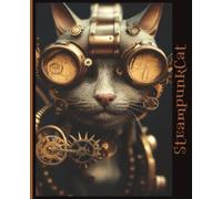 Steampunk Cat: 120 page college ruled notebook with cream paper | Vintage steampunk cover design | For school, desk , home use | Teens and adults