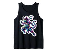 Steampunk Cat Ninja Robot Colores Brillantes Luz Propietario Amante Camiseta sin Mangas