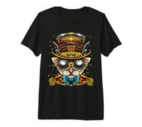 Steampunk Cat Retro Art Goth Gothic Punk Diseño Animal Camiseta Premium