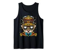 Steampunk Cat Retro Art Goth Gothic Punk Diseño Animal Camiseta sin Mangas