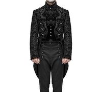Steampunk - Chaqueta para hombre, estilo gótico, con bolsillo, clásico, color negro, falda medieval, chaleco de traje de corte victoriano, elegante Tuxedo, ropa de teatro, disfraz de Halloween