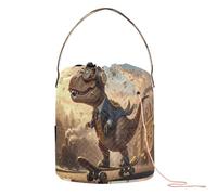 Steampunk Dinosaur Skating in Vintage City Crochet Yarn Bag Crochet Hook Case with Holes Yarn Tote for Crochet Carrier Yarn Accessory