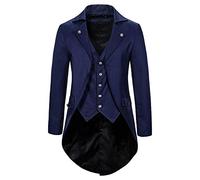 Steampunk - Disfraz para hombre, chaqueta gótica para hombre, color negro medieval, estilo retro victoriano, falda de teatro, elegante, tuxedo, ropa de teatro, pirata, vampiro, disfraz de Halloween