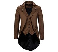 Steampunk - Disfraz para hombre, chaqueta gótica para hombre, color negro medieval, estilo retro victoriano, falda de teatro, elegante, tuxedo, ropa de teatro, pirata, vampiro, disfraz de Halloween