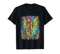 Steampunk Fairy Redhead Mechanical Wings Stained Glass Camiseta