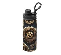 Steampunk Gears - Botella de agua deportiva aislada con impresión, botella de hidratación para exteriores, gimnasio, viajes, oficina
