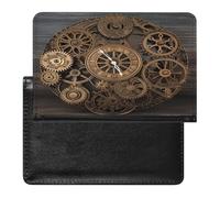 Steampunk Gears - Funda tipo cartera de piel sintética para pasaporte, libro de pasaporte, tarjetero para viajes imprescindibles