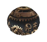 Steampunk Gears - Gorro de ducha ligero con estampado de engranajes para mujeres y hombres, gorro reutilizable suave y gorro de baño