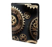 Steampunk Gears - Soporte para pasaporte con impresión de engranajes, artículos esenciales de viaje, cartera antirrobo para tarjetas y pasaportes, tamaño para adaptarse a todos los pasaportes estándar