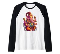 Steampunk Hindú Ganesha Puja Elefante Meditación Yoga Murti Camiseta Manga Raglan