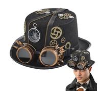 Steampunk Hut für Herren - Filzhut mit Metallbeschlägen | Vintage Zylinder für Kostüm Cosplay Halloween | Verstellbarer Steampunk Herrenhut 56-58 cm | Gothic Zylinderhut für Mottopartys & Karneval