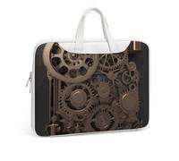 Steampunk - Maletín de cuero estampado con engranajes mecánicos para hombres y mujeres, bolsa de viaje, negocios, oficina, bolsa para laptop, bolsa cruzada, Estilo blanco, 37x28cm