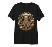 Steampunk Octopus Chef Cook Mechanical Cuisine Camiseta Premium