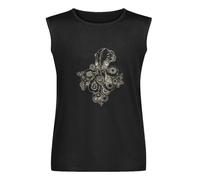 Steampunk Octopus Sleeveless T-Shirt Man's Fashion Cotton Black Vest Tank Clothes, Negro , L