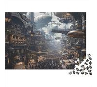 Steampunk Paisaje Urbano Rompecabezas 1000 Piezas Acertijos Inteligentes Decoración Familiar Adultos Papel Regalo Hombre Mujer Navidad 52x38cm/1000pcs