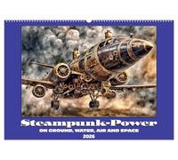 Steampunk power on ground, water, air and space (Wall Calendar 2026 DIN A2 landscape), CALVENDO 12 Month Wall Calendar: Retro-futuristic full steam ahead