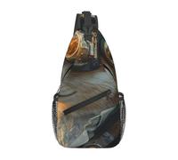 Steampunk - Riñonera cruzada con patrón de ardilla y piloto, riñonera para viajes, senderismo, para mujeres y hombres, Negro -, Talla única