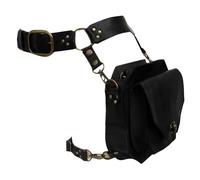 Steampunk - Riñonera medieval con cinturón de cintura y pierna caída, de piel, para motocicleta, para mujer, imágenes de marca de agua, Black, Mass Beauty