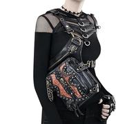 Steampunk - Riñonera multifuncional para mujer, bandolera, riñonera, riñonera, cartera, Black, Altura: