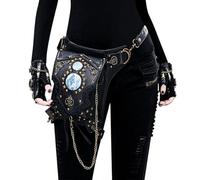 Steampunk - Riñonera multifuncional para mujer, bandolera, riñonera, riñonera, cartera, Black, D