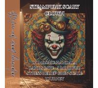 steampunk scary clown in mosaic mandala landscape: a mindful stress relief grey scale journey