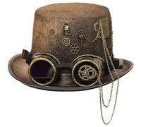 Steampunk - Sombrero para hombre con gafas, vintage, gay, gótico, steampunk, Halloween, mascarada, bolos