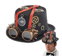 Steampunk Sombreros Hombre - Disfraz de Halloween con gafas extraíbles | Accesorios de disfraz, disfraz de viajero en el tiempo para Halloween, baile de máscaras
