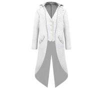 Steampunk Tuxedo - Abrigo gótico para hombre, corte holgado, clásico, color blanco brillante, chaqueta medieval de los años 70, piratas victorianos, vampiro, disfraz de Halloween