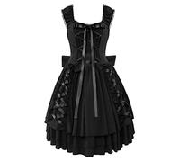 Steampunk Vestido midi para mujer, sin mangas, medieval, renacimiento, gótico, vestido de fiesta con lazo, elegante, punk, vestido de fiesta, vestido de cóctel, Halloween, carnaval, festival