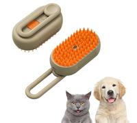 Steamy Brush Pro, 3 en 1 Steamy Pet Brush, 360° Swivel Handle, Pet Spray Masaje Comb for Cats and Dogs, One-Click Spray Anti-Flying Comb, Bath Brush (marrón)