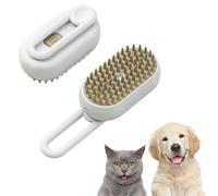 Steamy Brush Pro, 3 en 1 Steamy Pet Brush, 360° Swivel Handle, Pet Spray Masaje Comb for Cats and Dogs, One-Click Spray Anti-Flying Comb, Bath Brush (White)