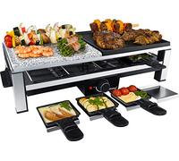 Steba Multi Raclette RC 108 | Placa de piedra natural de alta calidad (25 x 25 cm) | Parrilla antiadherente | 8 sartenes antiadherentes | 8 bandejas de sartenes, 8 bandejas de sartenes