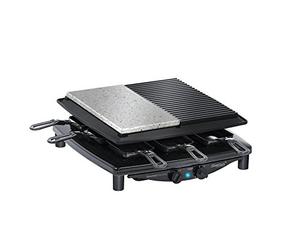 Steba Premium Raclette Made in Germany, Superficie Total de asado 29 x 29 cm, Incl. 8 sartenes esmaltadas, Cable de conexión de 1,7 m, RC 4 Plus Deluxe