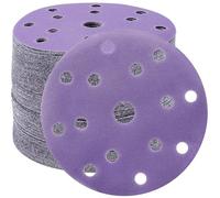 STEBRUAM 50 Piezas Discos de lija de 150mm 15 Agujeros de lijado de Gancho y Bucle Para Lijadora Orbital Aleatoria de 6 Pulgadas(Grano120)